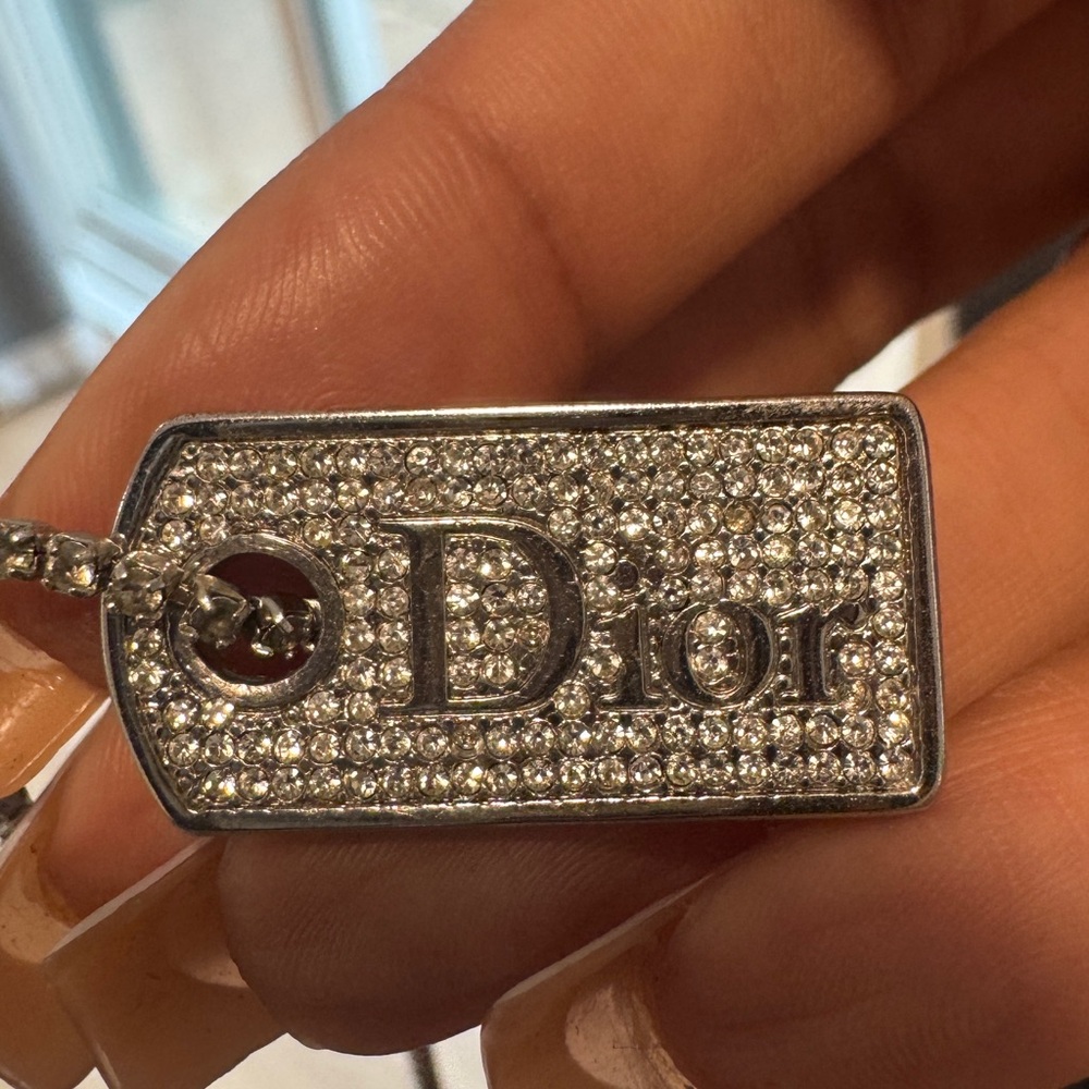 Christian Dior Crystal Dog tag Necklace - Picture 9 of 10